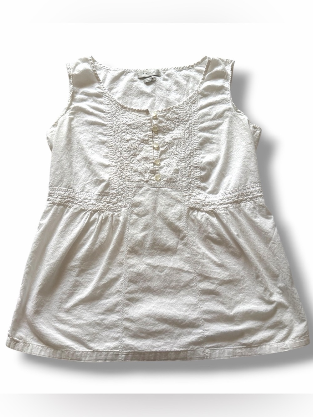 van heusen linen babydoll embroidered top